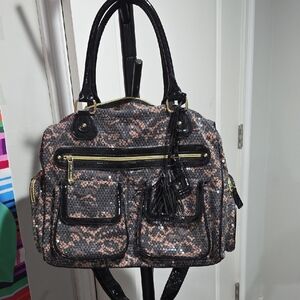 Betsey Johnson Black and Brown Sequin Shoulder Bag